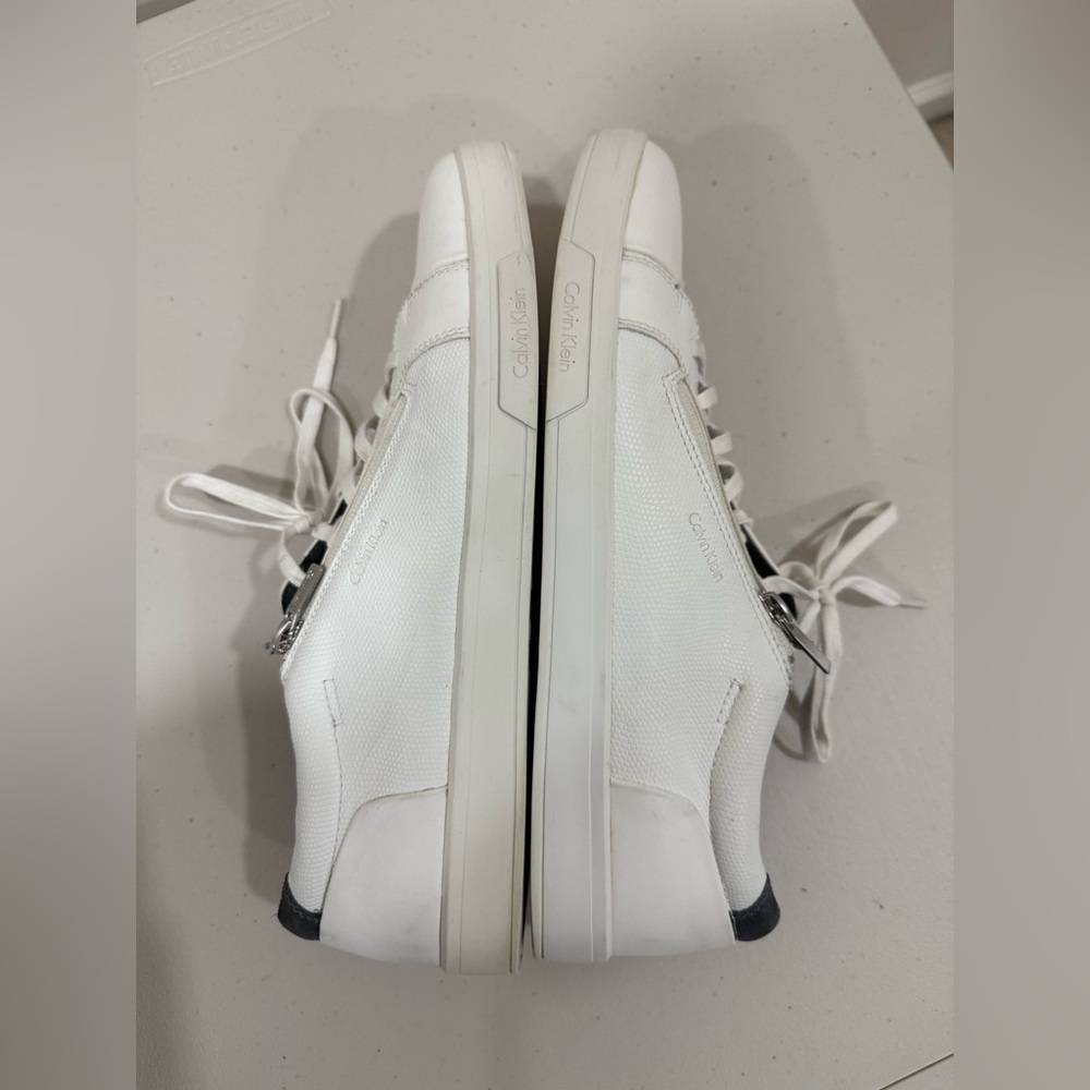 Calvin Klein Ibrahim Leather White Men Shoes Trainers Size 12 Casual